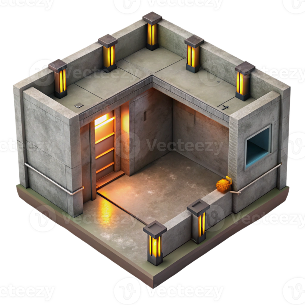 dramatic classic Underground Bunker Concrete Walls and Fl premium png
