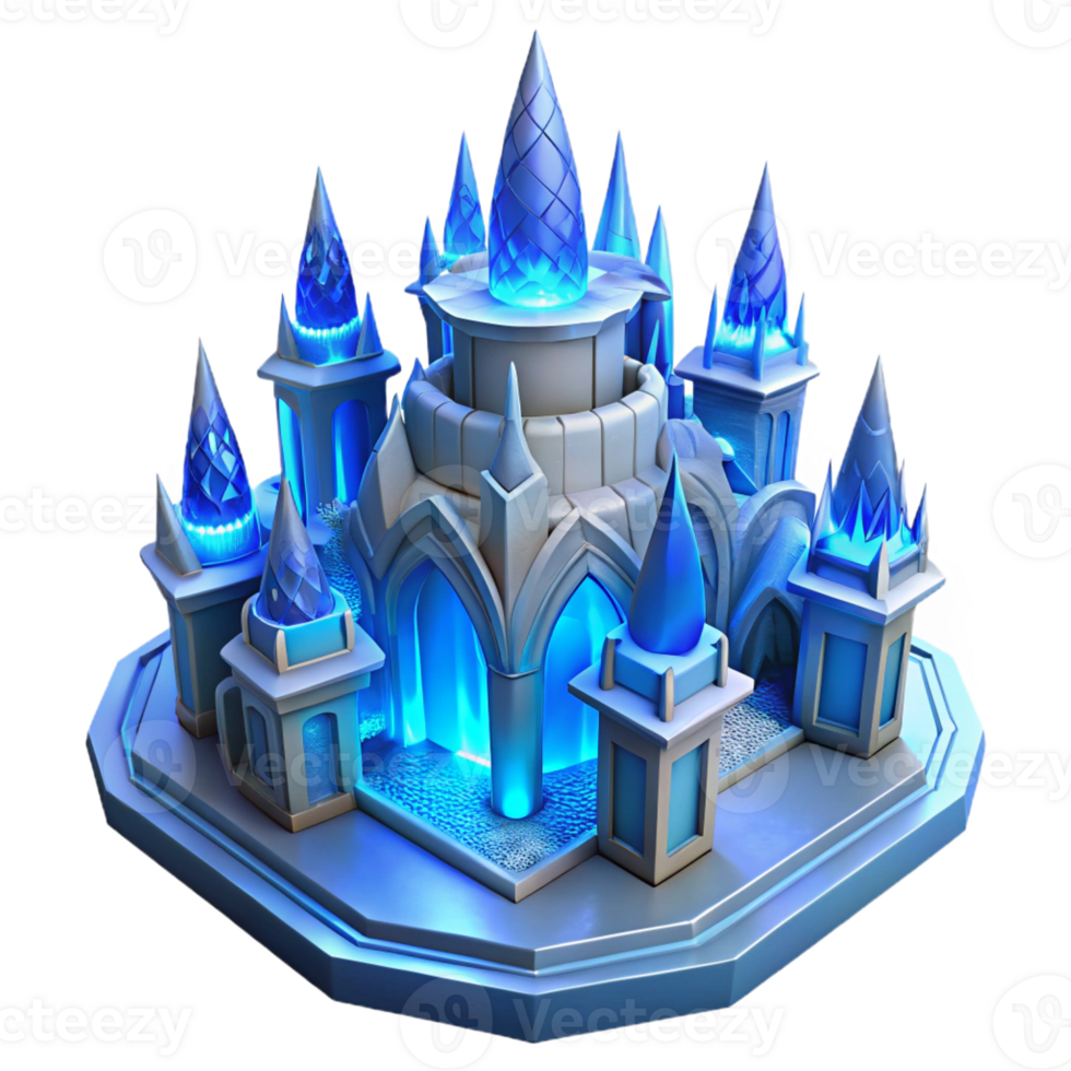 extraordinary abstract Intricate Ice Castle Blue Hues high resolution png