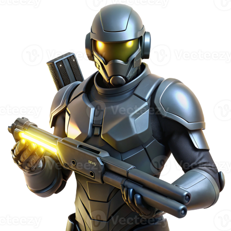 dramatic minimalist Futuristic Black Combat Suit original png