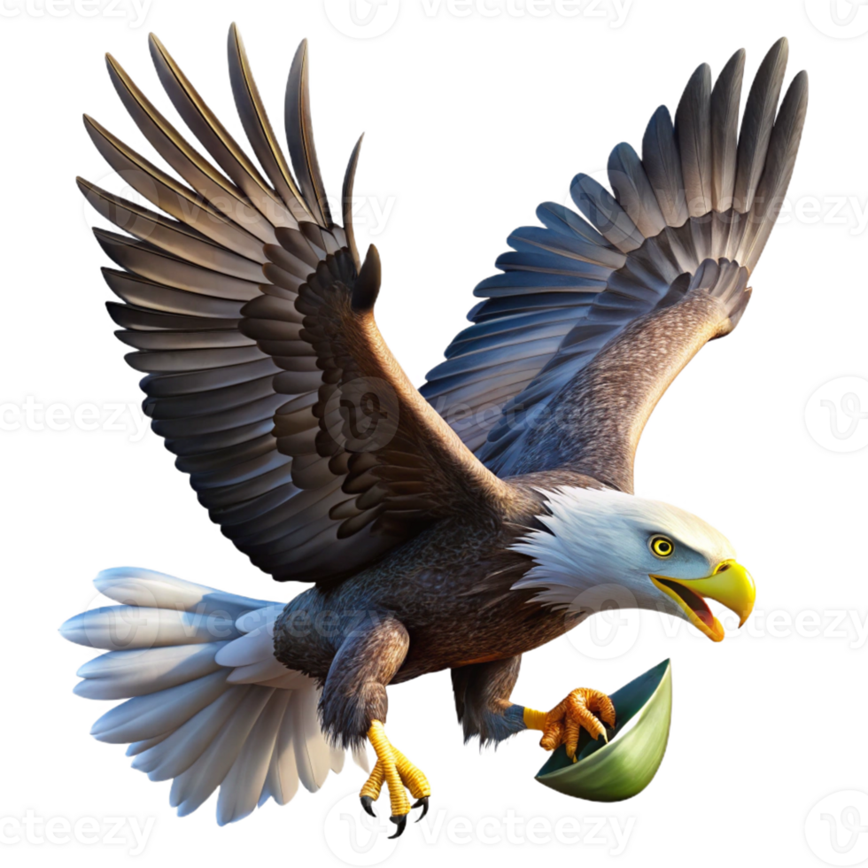 serene minimalist A Majestic Bald Eagle Soaring Through A premium png