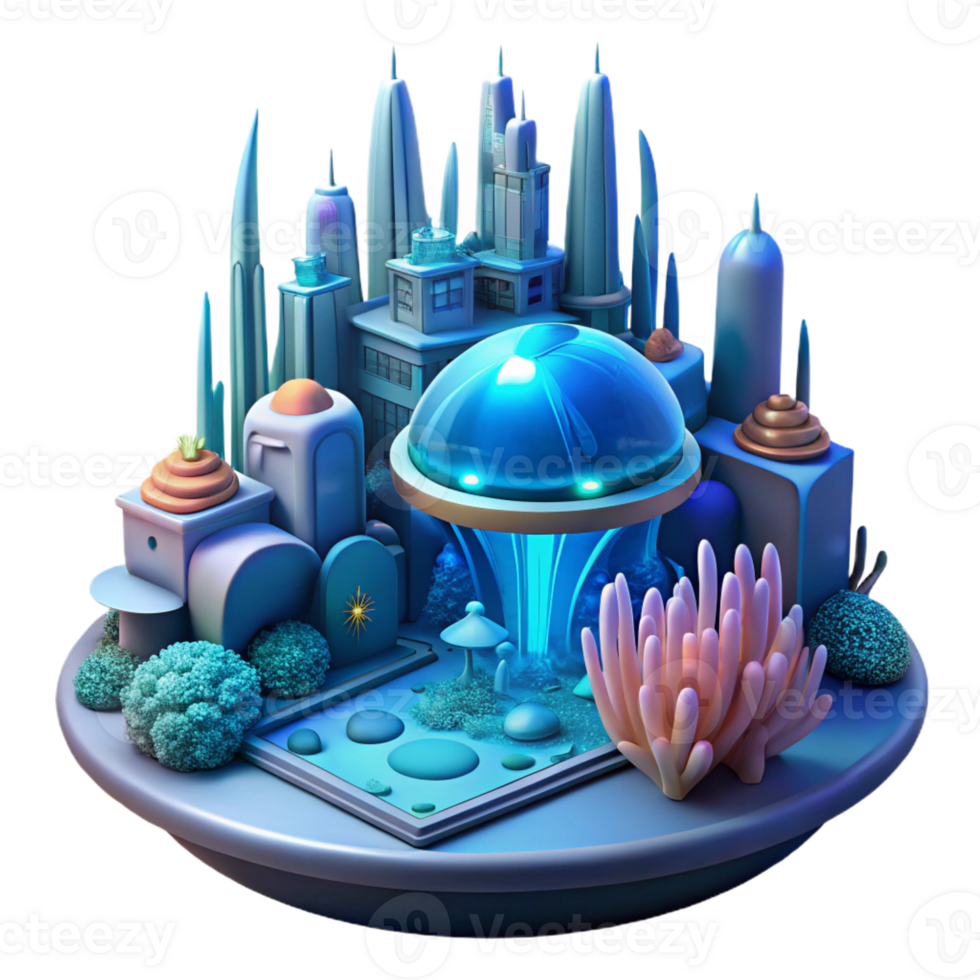 beautiful abstract Underwater City Bioluminescent Coral And authentic png
