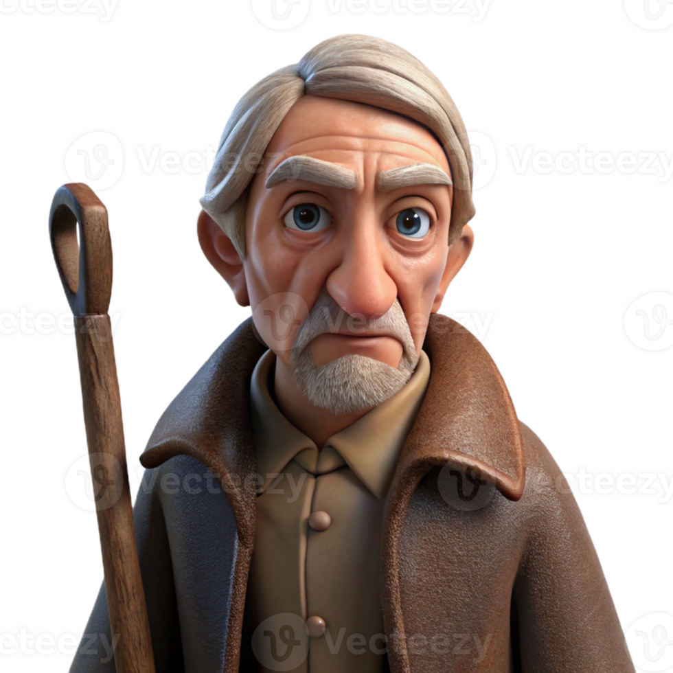 beautiful minimalist Portrait of an Elderly Man with Deep Wri original png