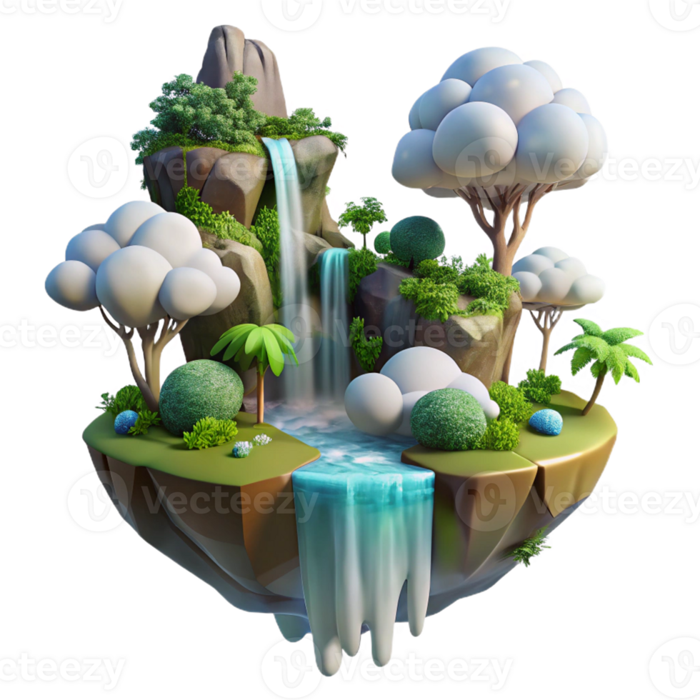 wonderful rustic A Floating Island in the Sky with Waterfa premium png