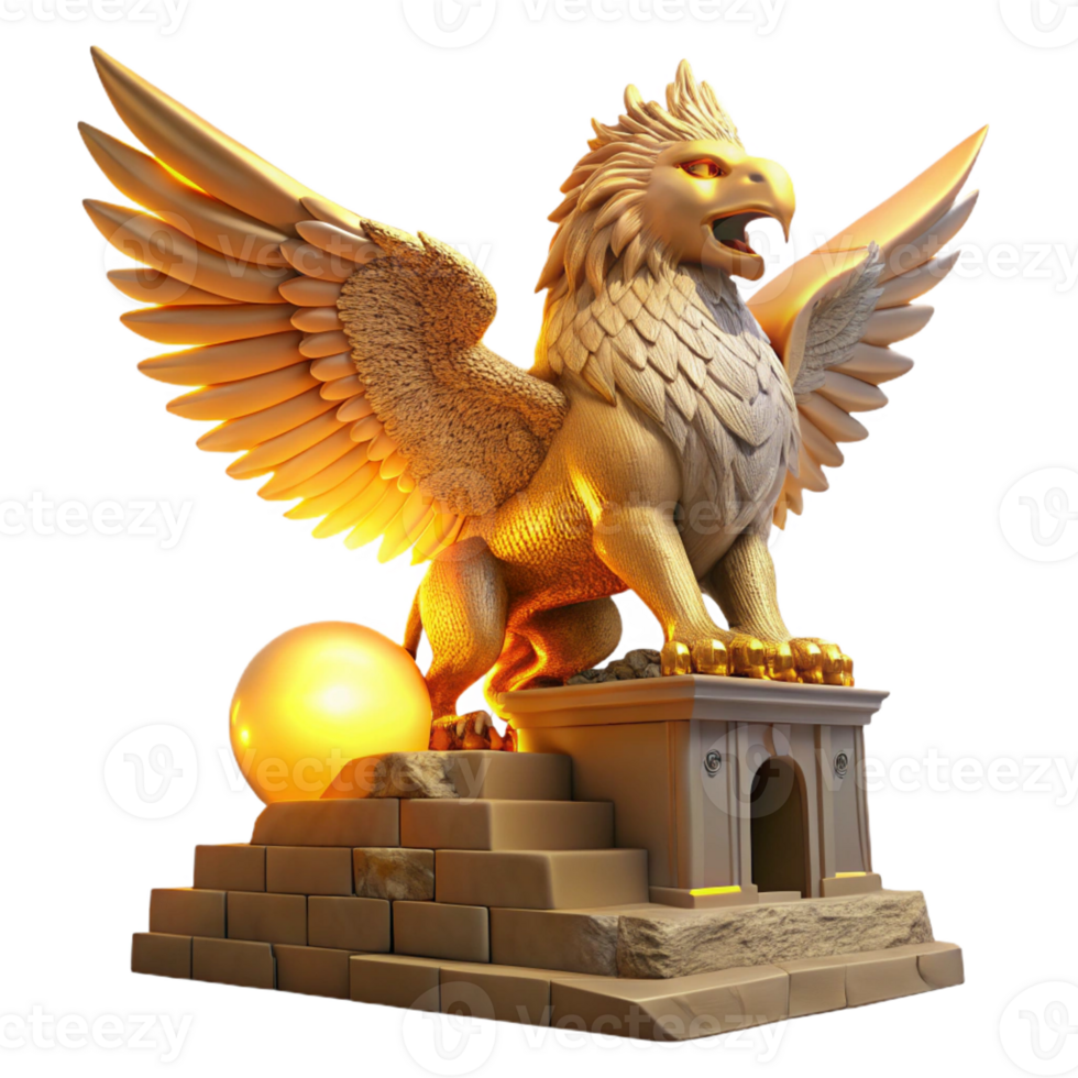 extraordinary classic A Majestic Griffin Perched Atop a Crumblin premium png