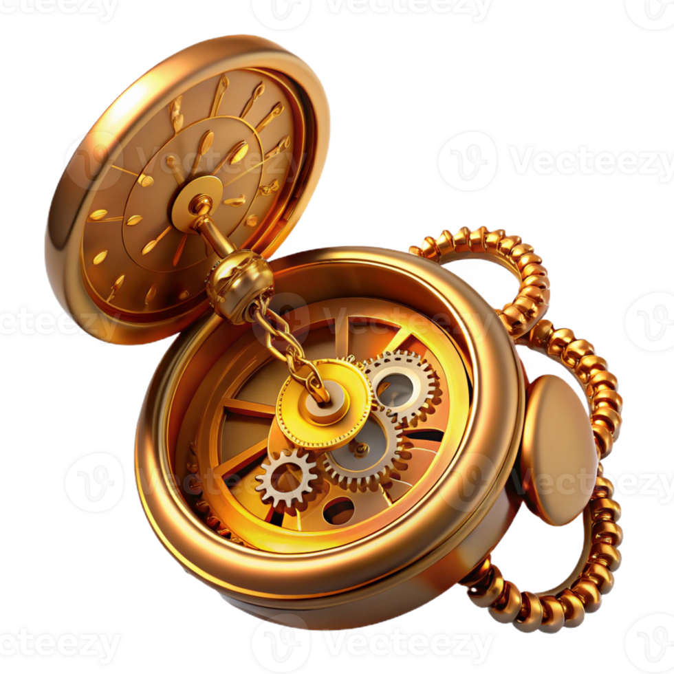 magnificent artistic Steampunk Pocket Watch Open Face high resolution png