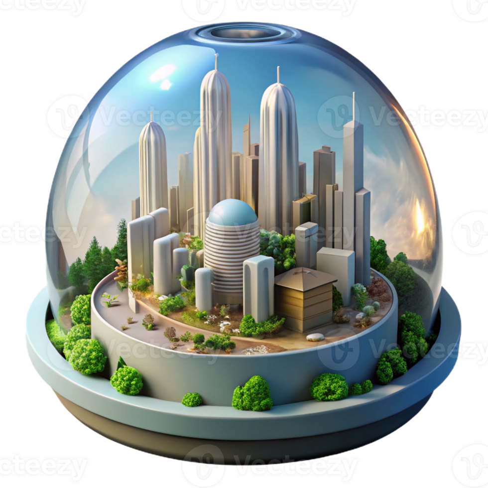 vibrant abstract A Futuristic City Built Inside a Giant high resolution png