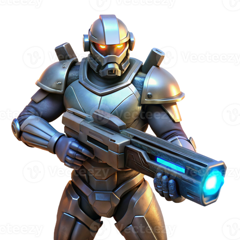 dramatic rustic A Futuristic Soldier Wearing Power Armor original png