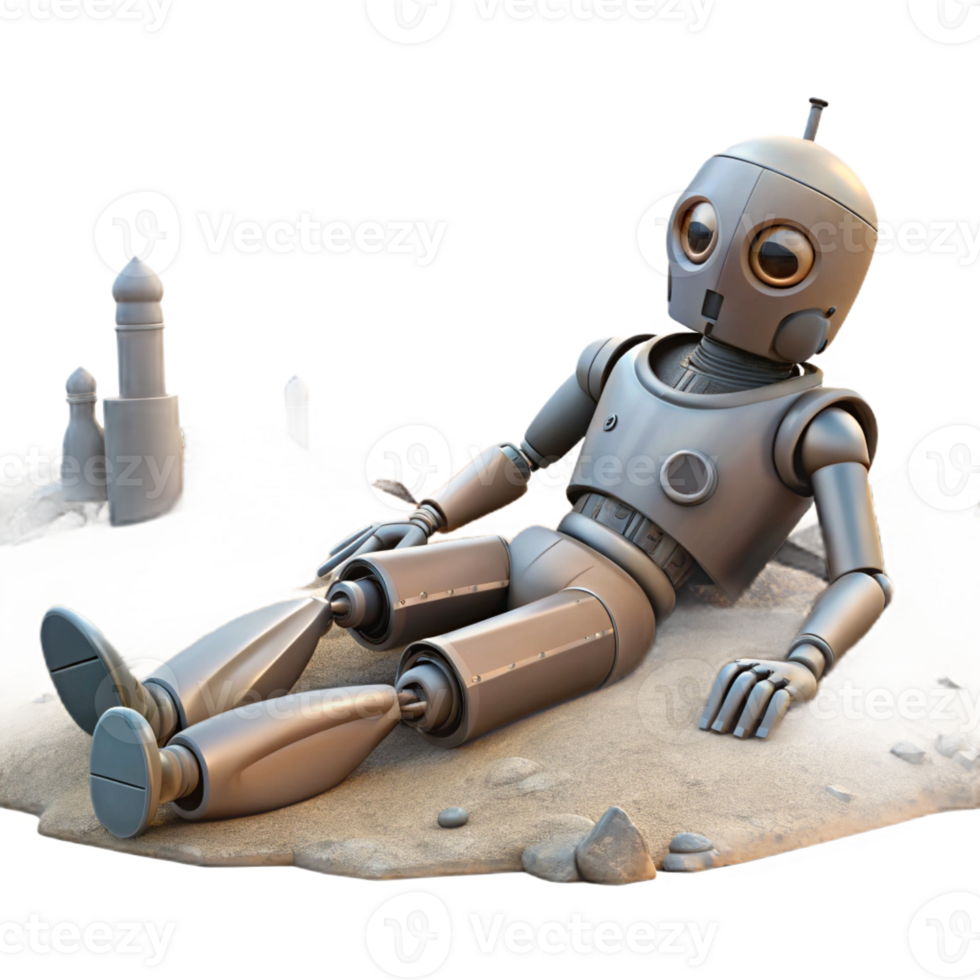 magnificent abstract A Broken Robot Lying in a Post Apocalyptic high quality png