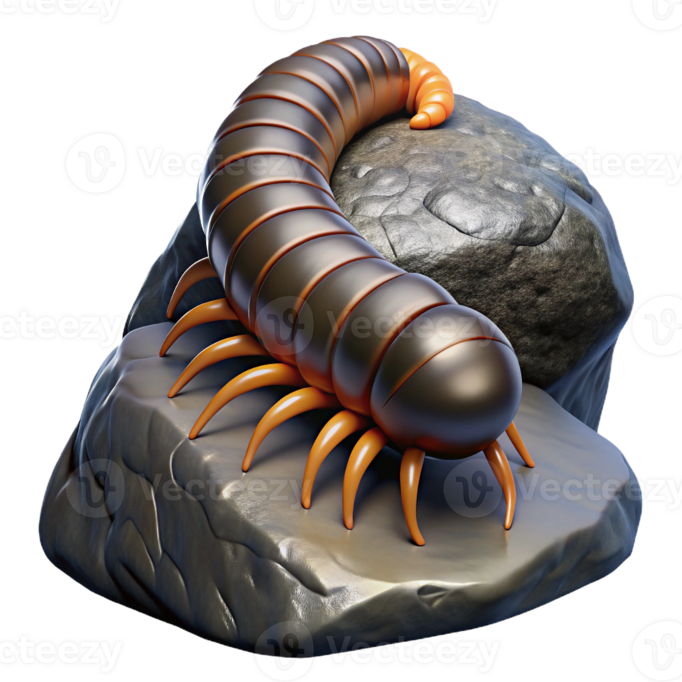stunning artistic A Centipede Crawling on a Rock Dark Shad professional png