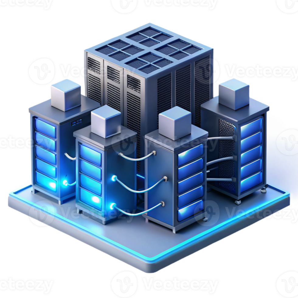 dramatic artistic A Server Room Filled with Blinking Ligh detailed png