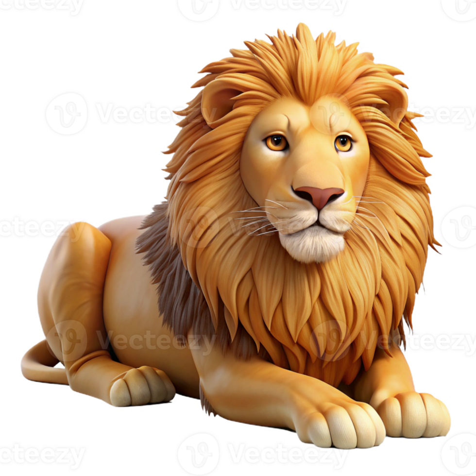 serene minimalist Regal Lion Resting in Savanna Grass 4K png
