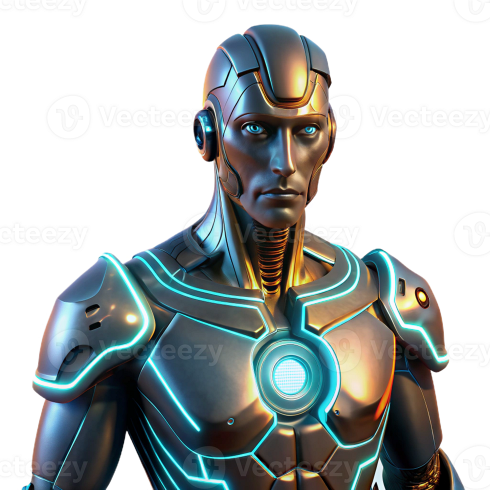 dramatic minimalist A Cyborg with Glowing Circuitry Beneath T png