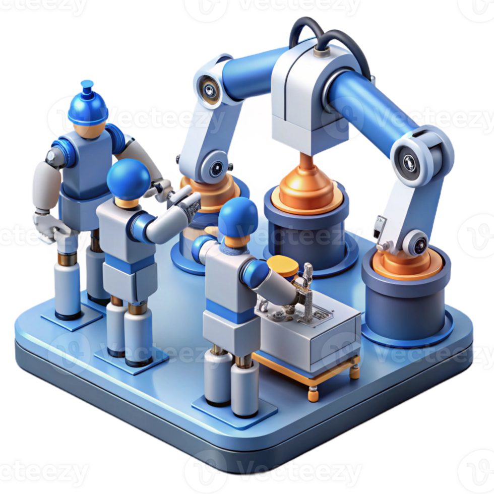 impressive minimalist A Group of Robots Working in a Factory genuine png