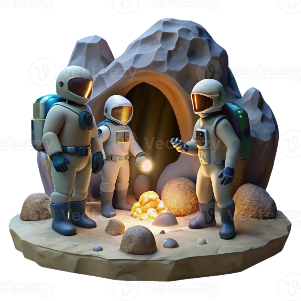 magnificent creative A Group of Explorers in Futuristic Space professional png