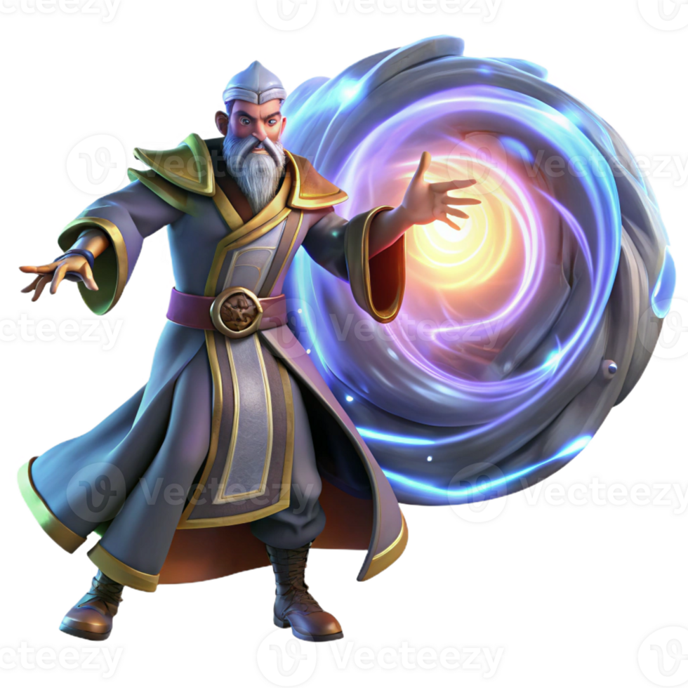 dramatic creative A Powerful Wizard Casting a Spell to Crea png