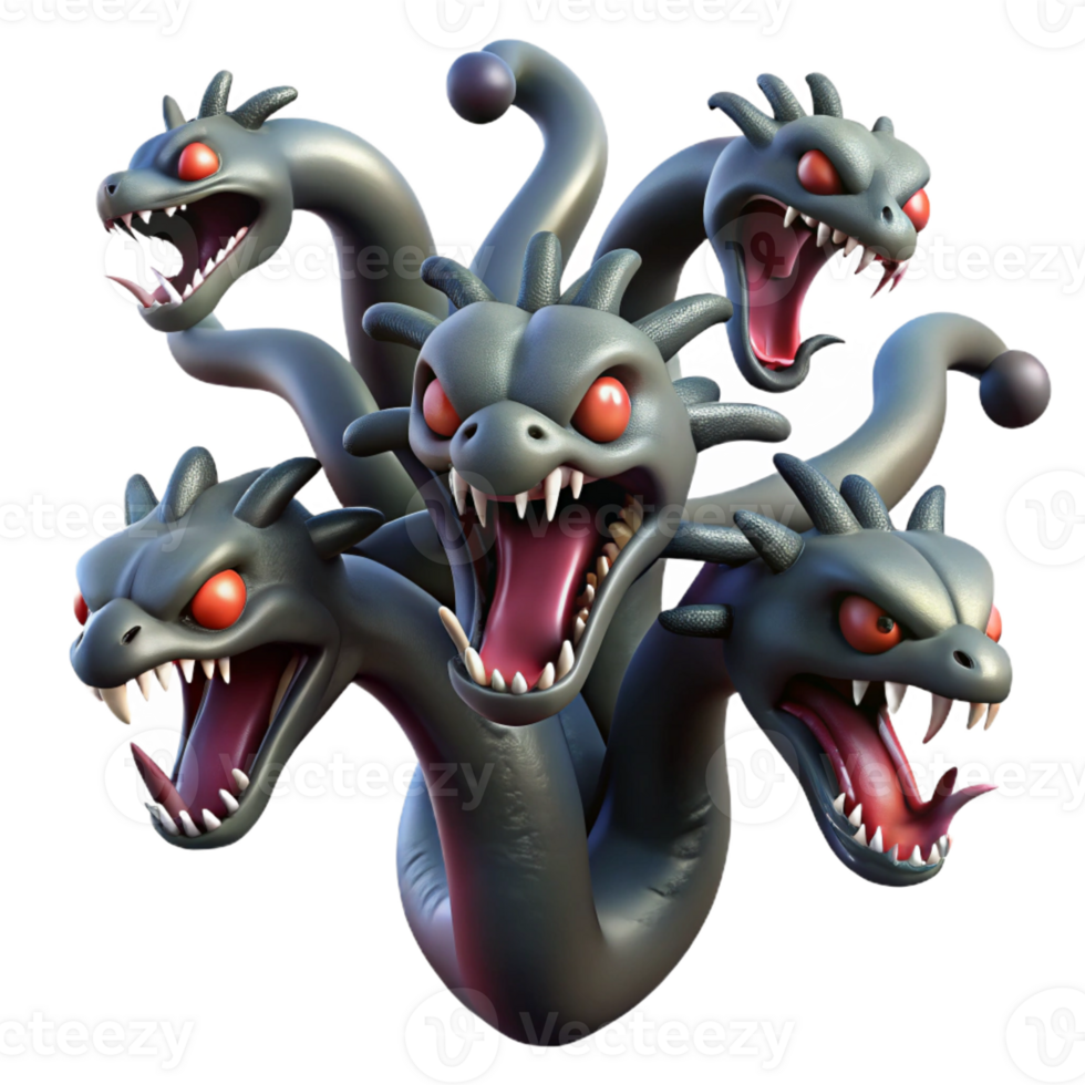 impressive artistic Dark Hydra with Multiple Heads high quality png