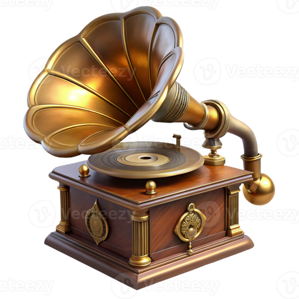 impressive classic A Steampunk Gramophone with Intricate Bras genuine png
