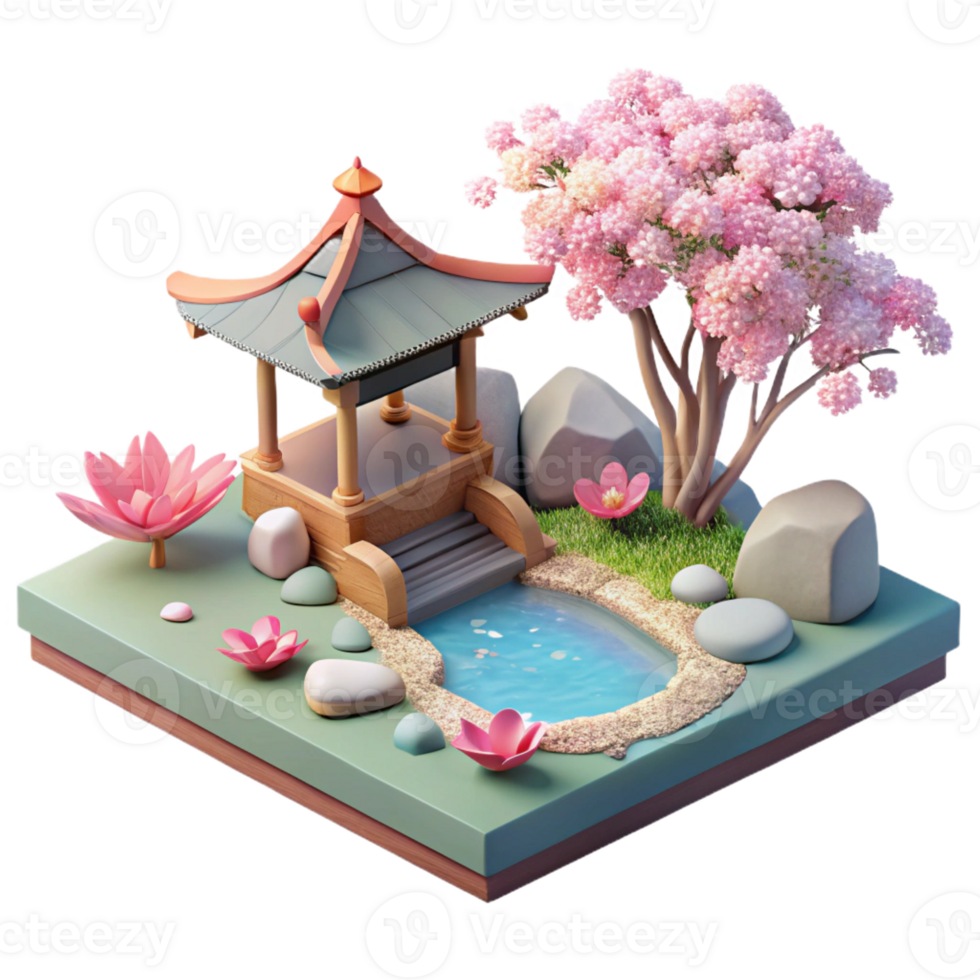 impressive modern A Serene Japanese Garden with a Koi Pond C high resolution png