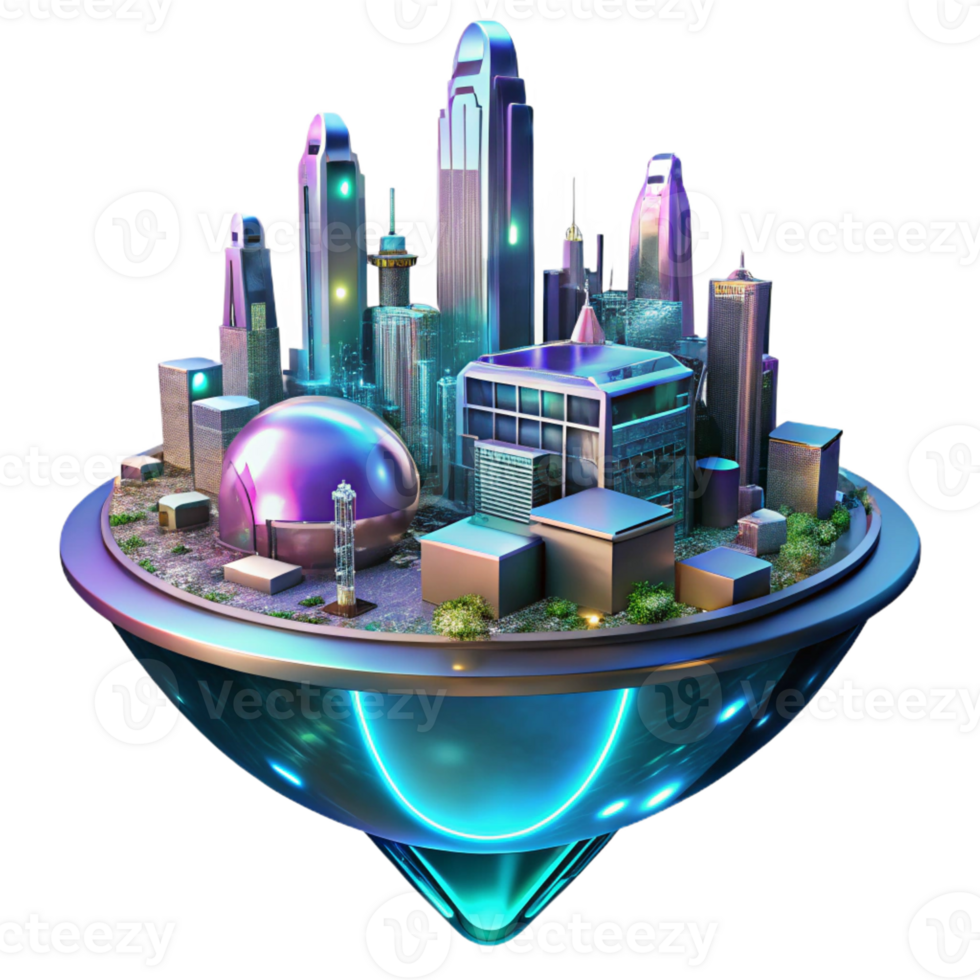 wonderful rustic Holographic Futuristic City Advertisement original png