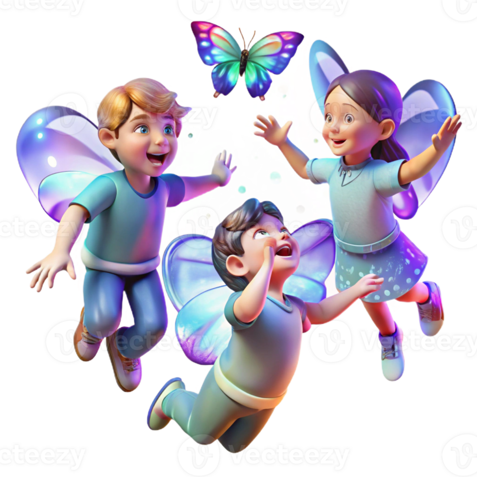 stunning contemporary A Group of Children Playing with Holograp png