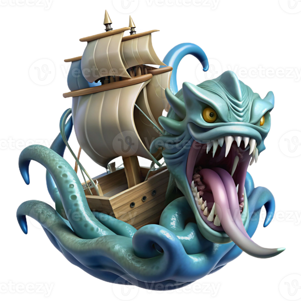 impressive classic A Fearsome Kraken Attacking a Ship Storm authentic png