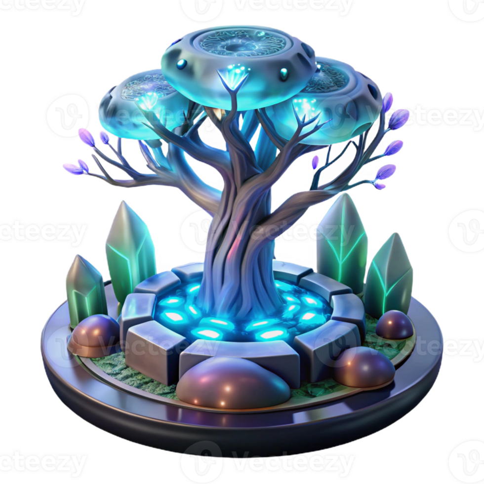 stunning contemporary Bioluminescent Tree Futuristic Landscape high resolution png