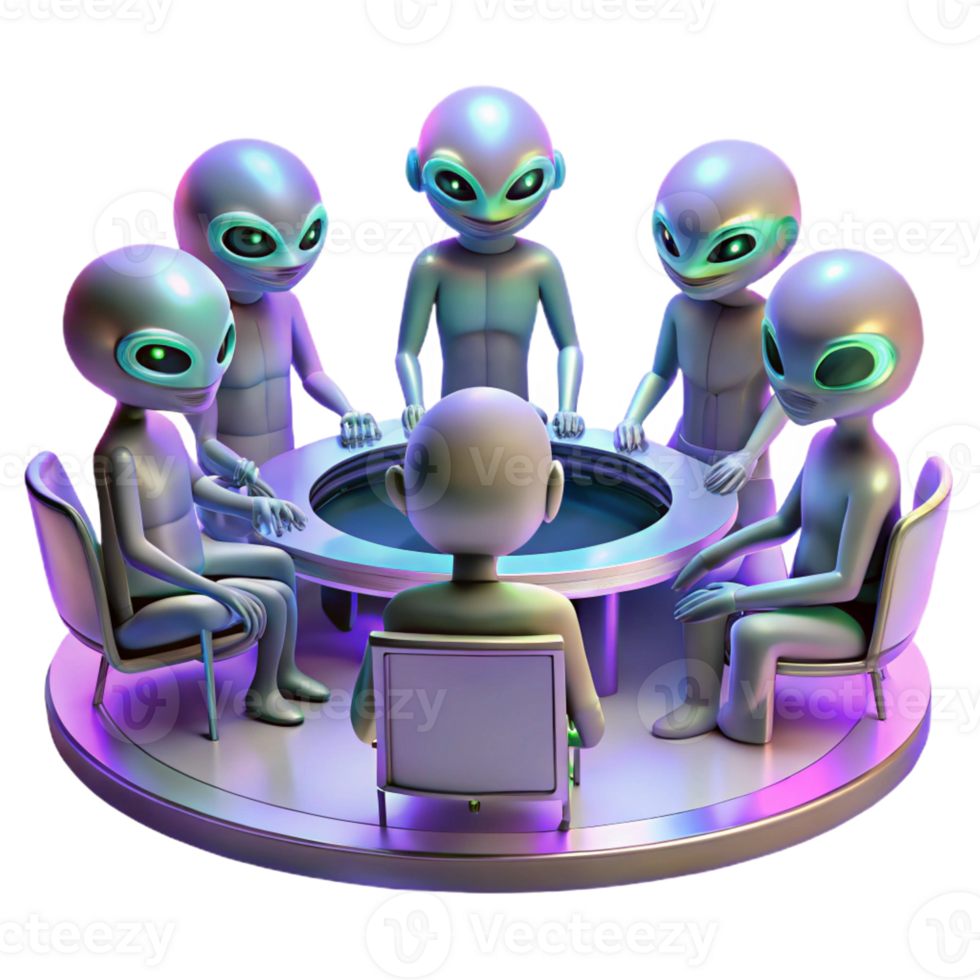stunning minimalist A Group of Alien Diplomats with Iridesc premium png