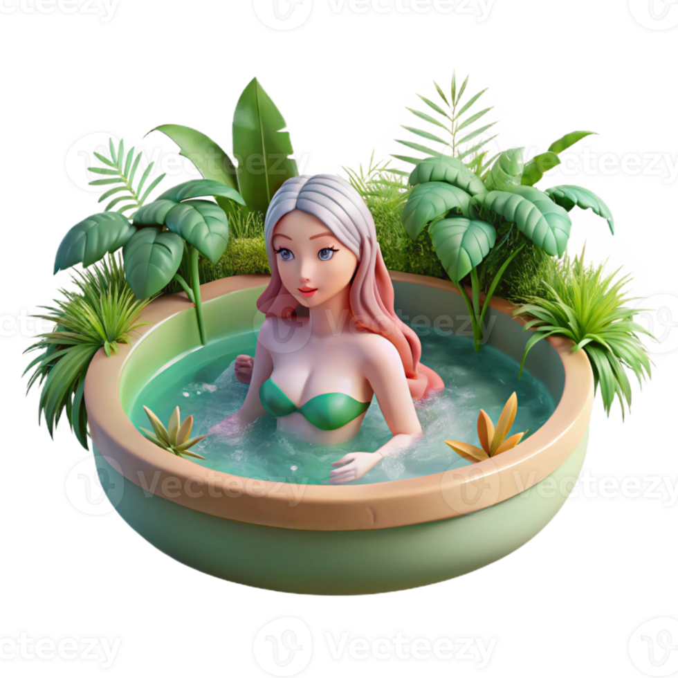 impressive modern Nymph Bathing in Crystal Clear Water 4K png