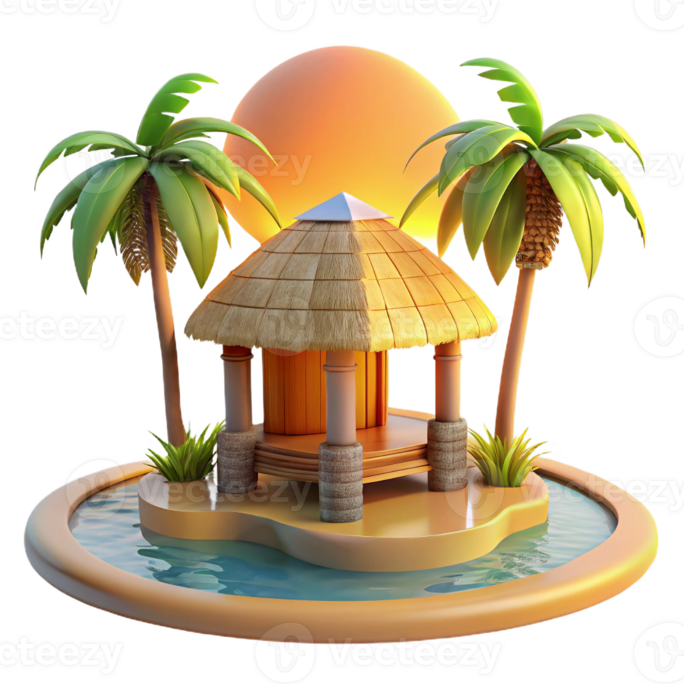 impressive modern Tropical Island Bamboo Hut high quality png