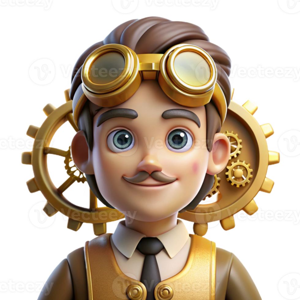 dramatic classic Portrait of a Whimsical Steampunk Invento exclusive png