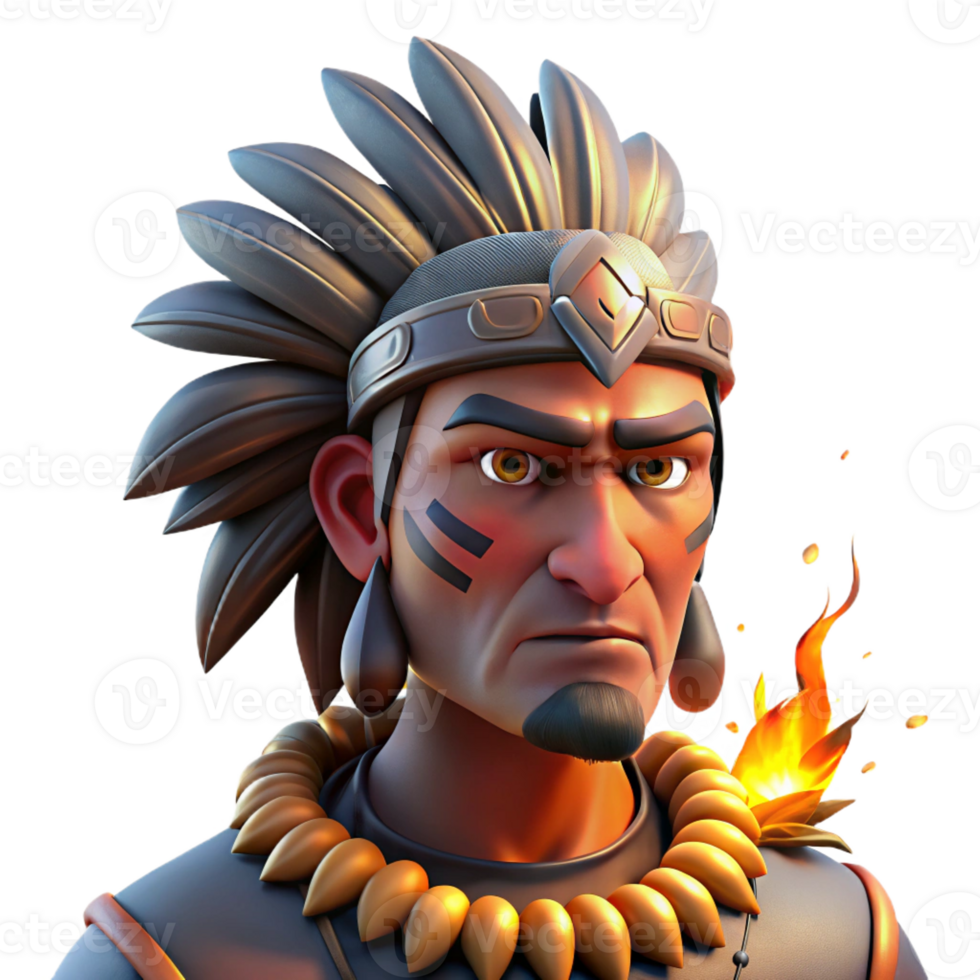 dramatic contemporary Portrait of a Tribal Warrior with Intricat high quality png