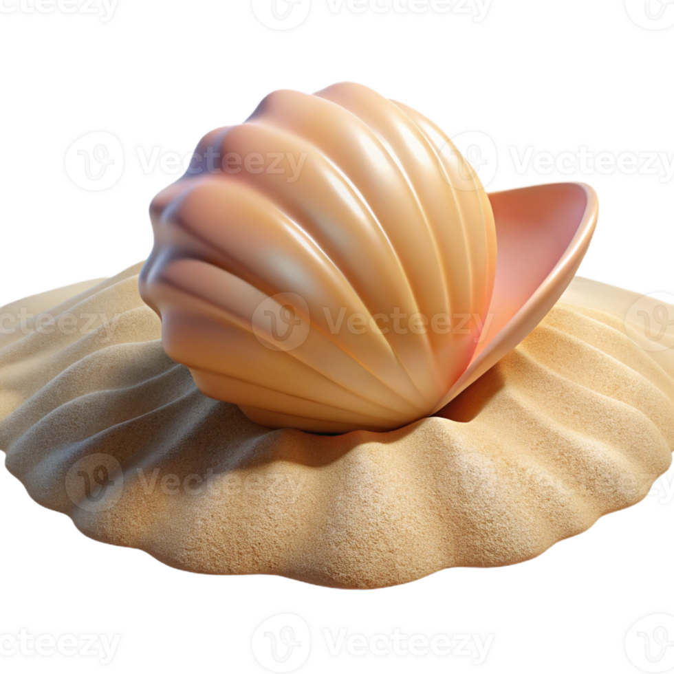 beautiful artistic Seashell on White Sand Beach genuine png