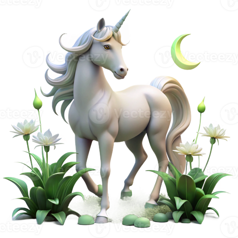 impressive abstract Unicorn Grazing in a Field detailed png