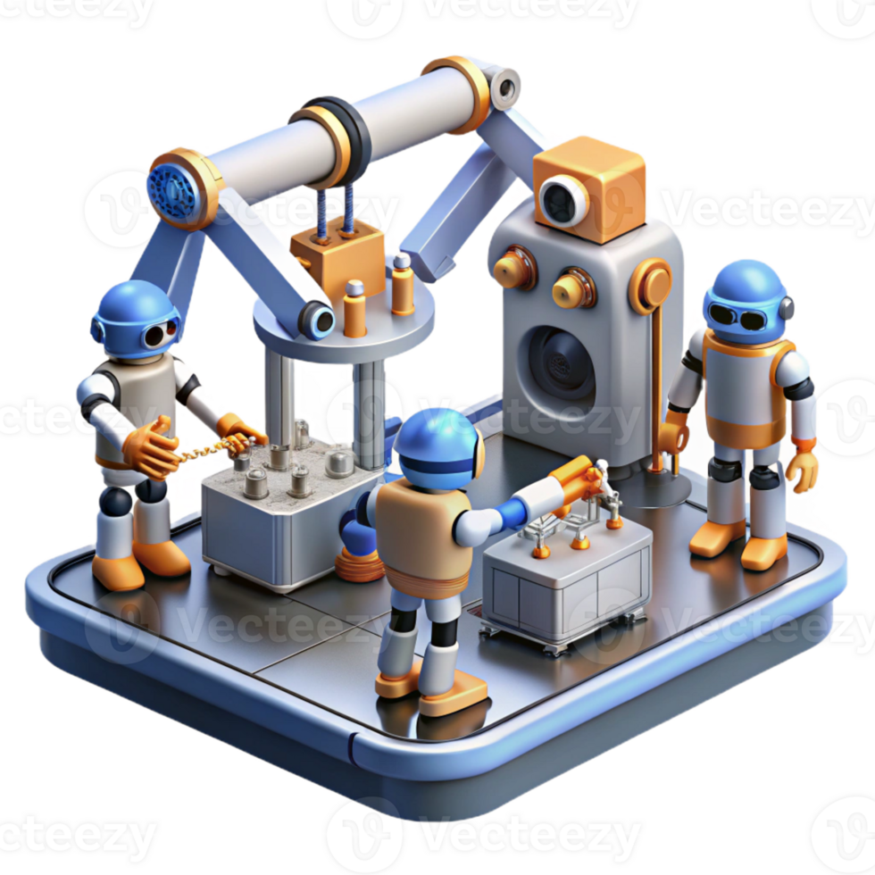 wonderful rustic A Group of Robots Working in a Factory genuine png