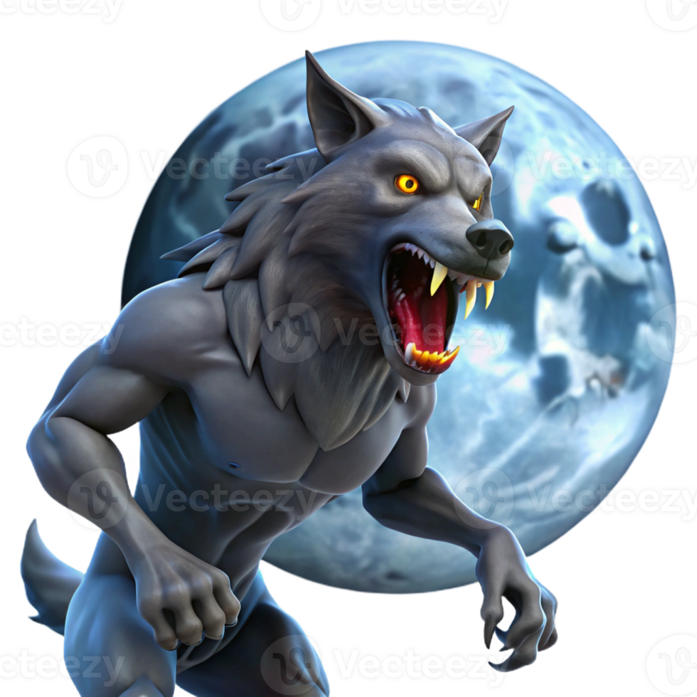 elegant minimalist A Fierce Werewolf Howling at the Full M original png