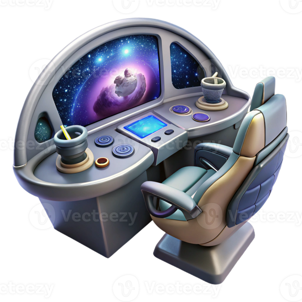 serene contemporary A Spaceship Cockpit with Complex Contro genuine png