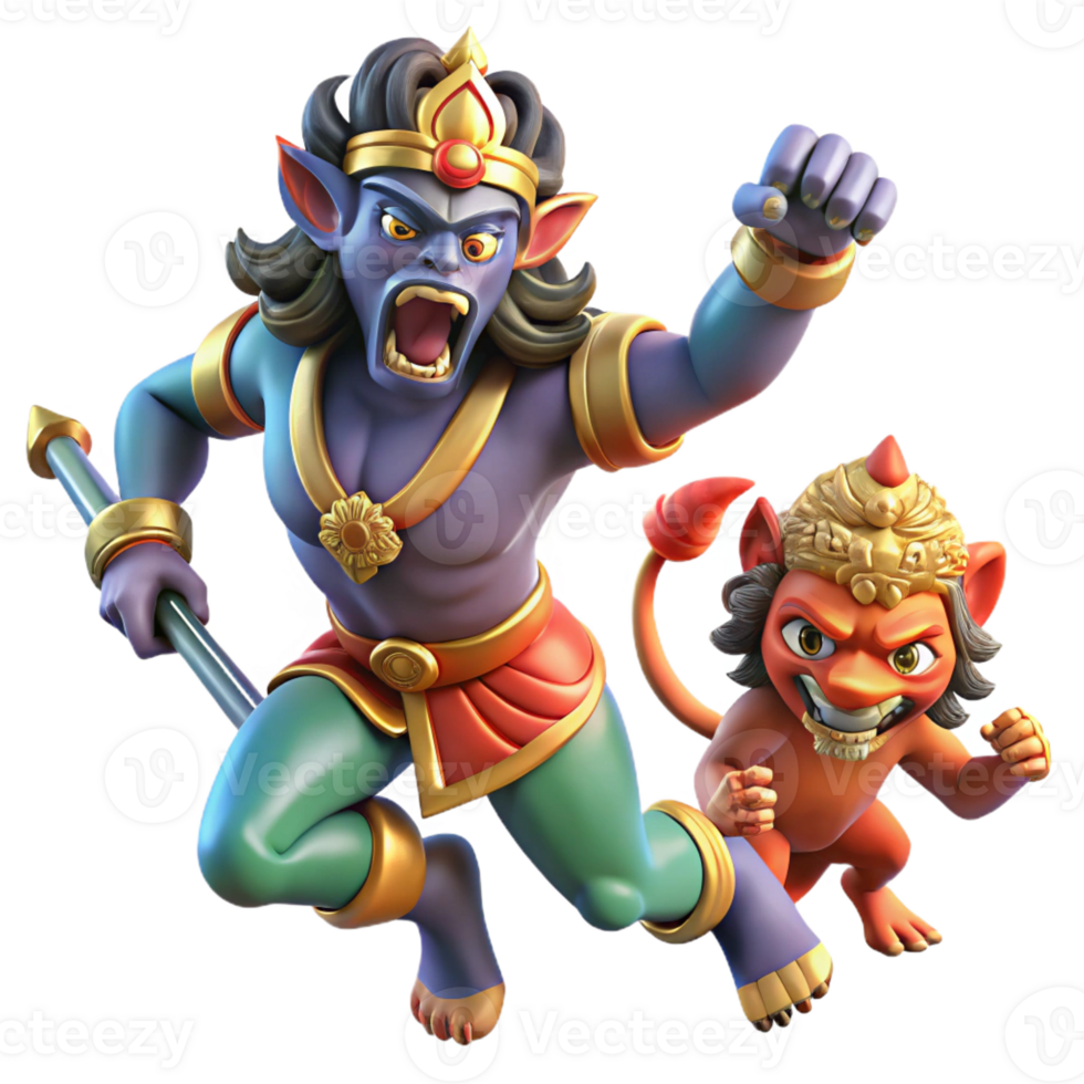 elegant abstract Rakshasa and Hero Hindu Battle detailed png