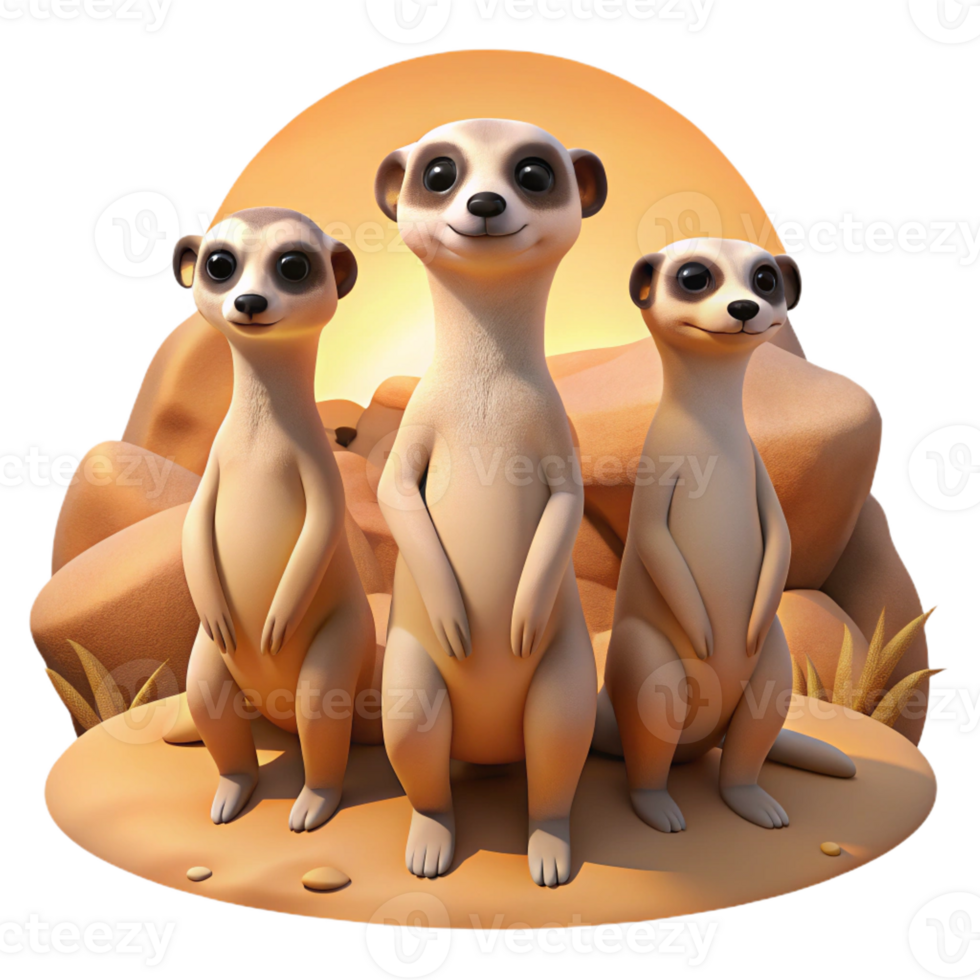 extraordinary contemporary A Group of Meerkats Standing Guard in Th professional png