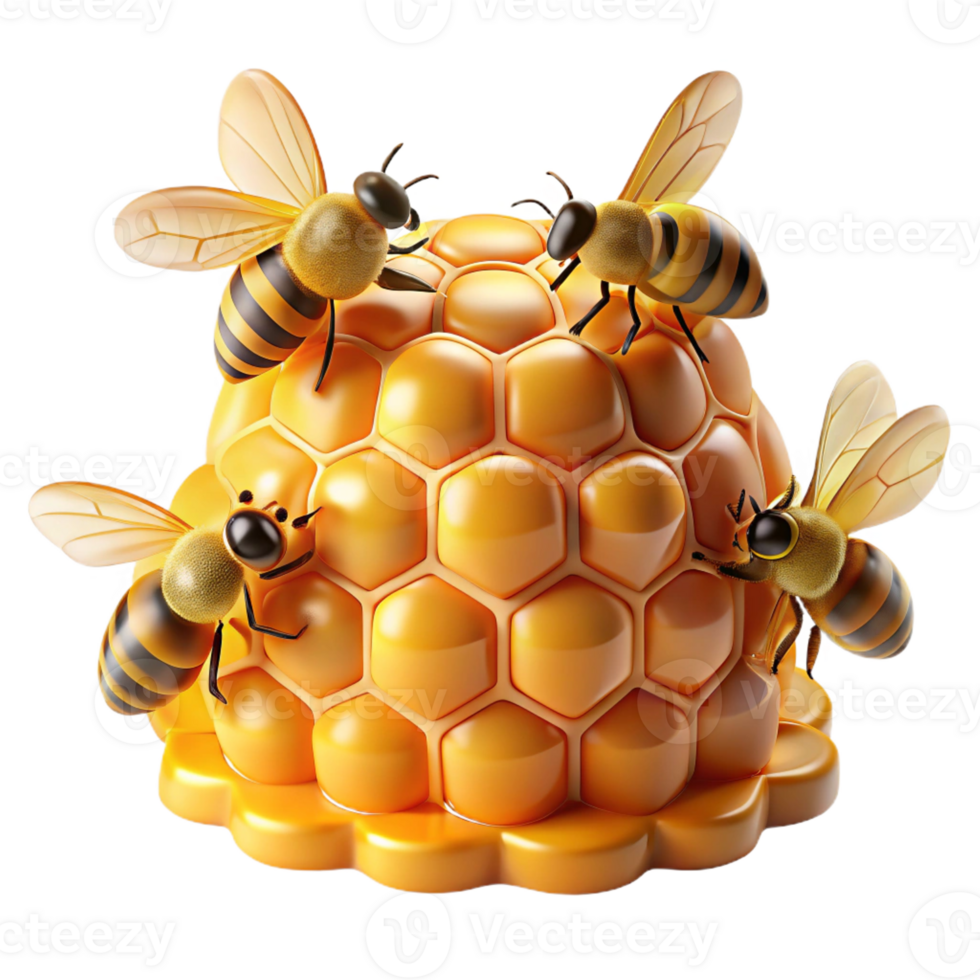 beautiful vintage A Swarm of Bees Buzzing Around a Honeycom original png