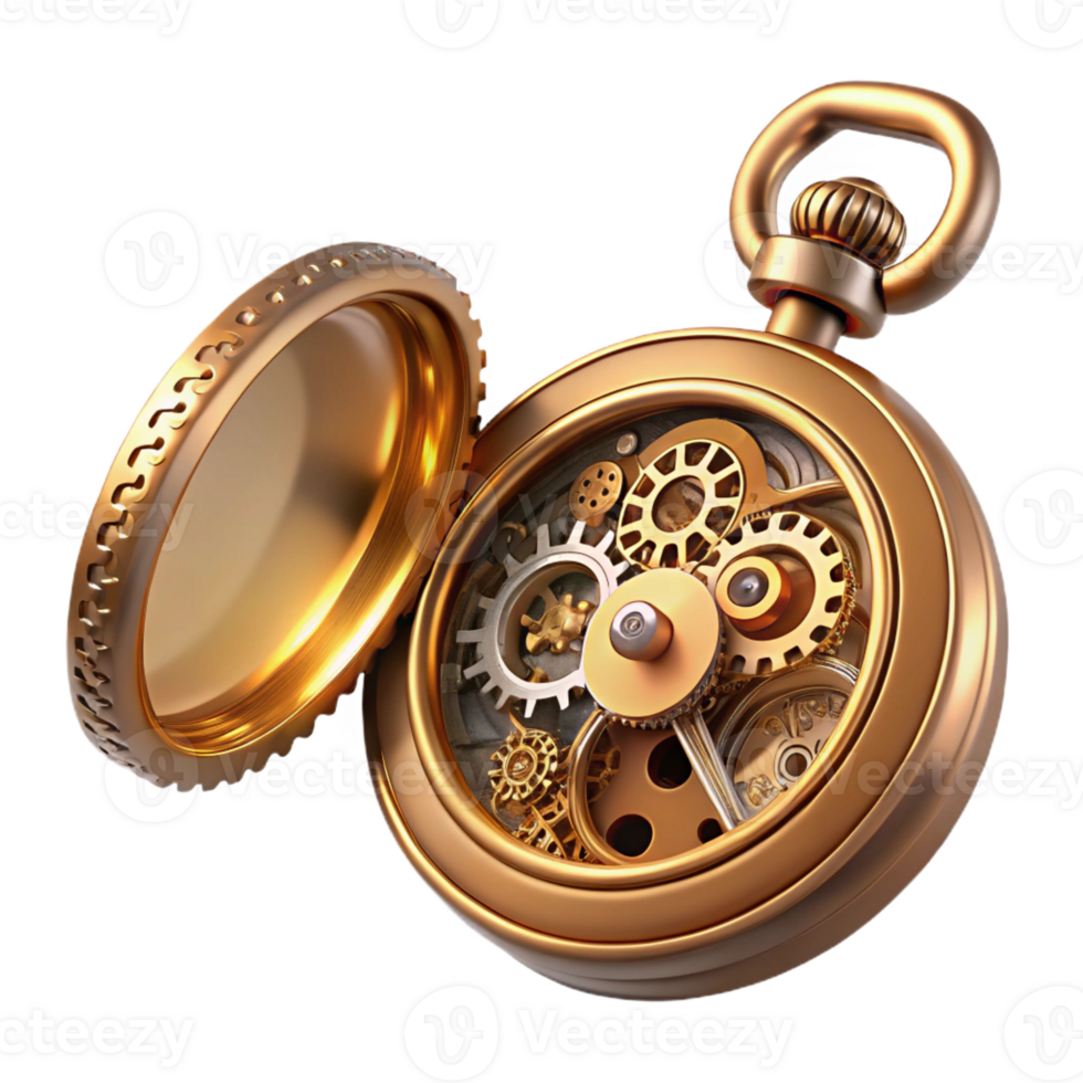 beautiful traditional A Steampunk Pocket Watch Intricate Gears premium png