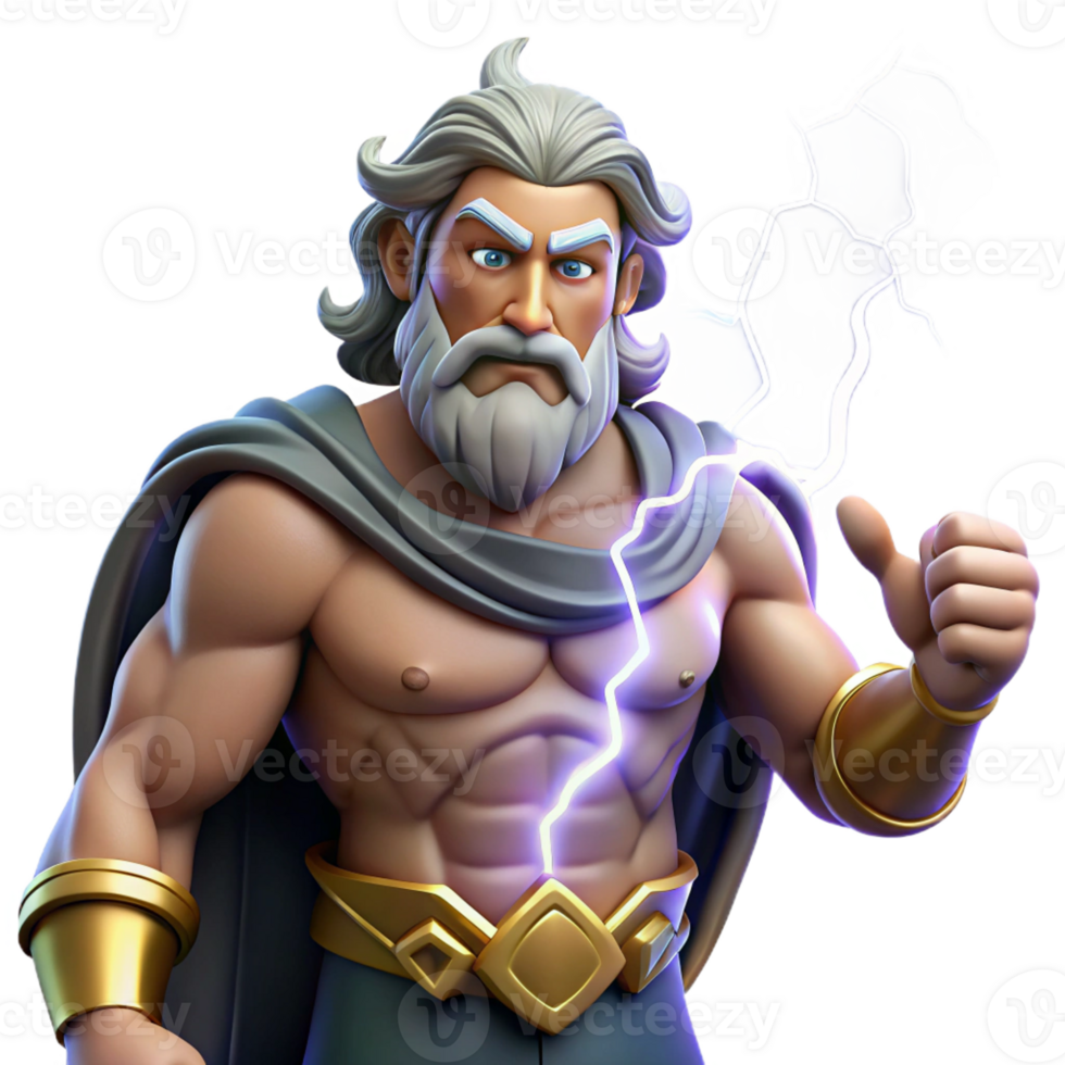 wonderful classic A Powerful Zeus Wielding Lightning Bolt professional png