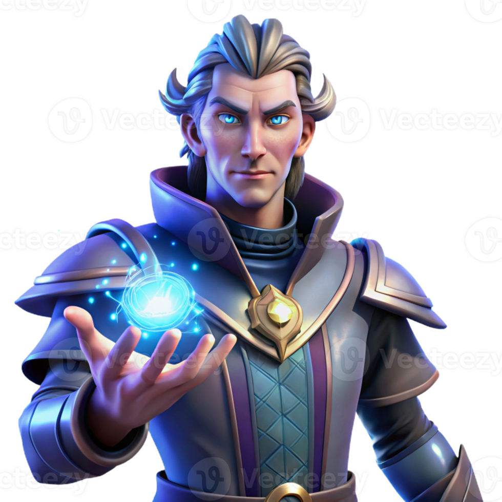 serene minimalist Portrait of a Powerful Sorcerer with Glowi png