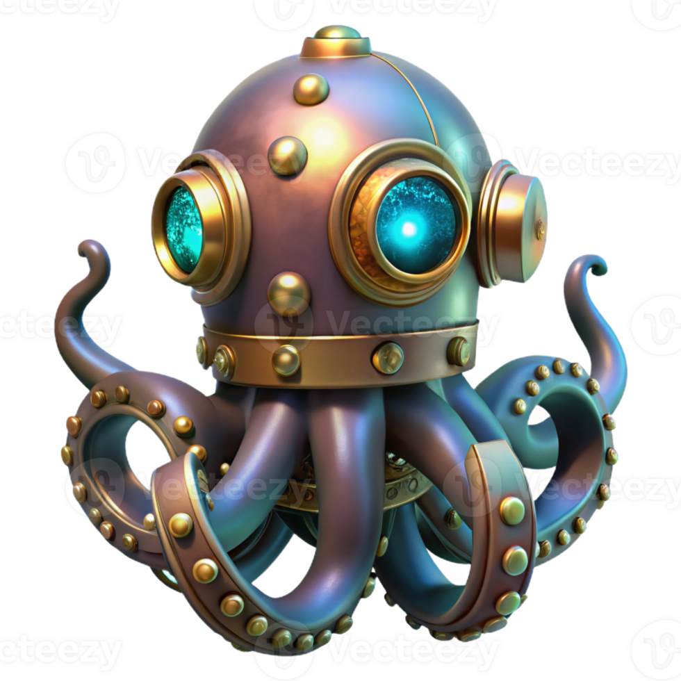 elegant classic A Steampunk Octopus with Brass Tentacles authentic png