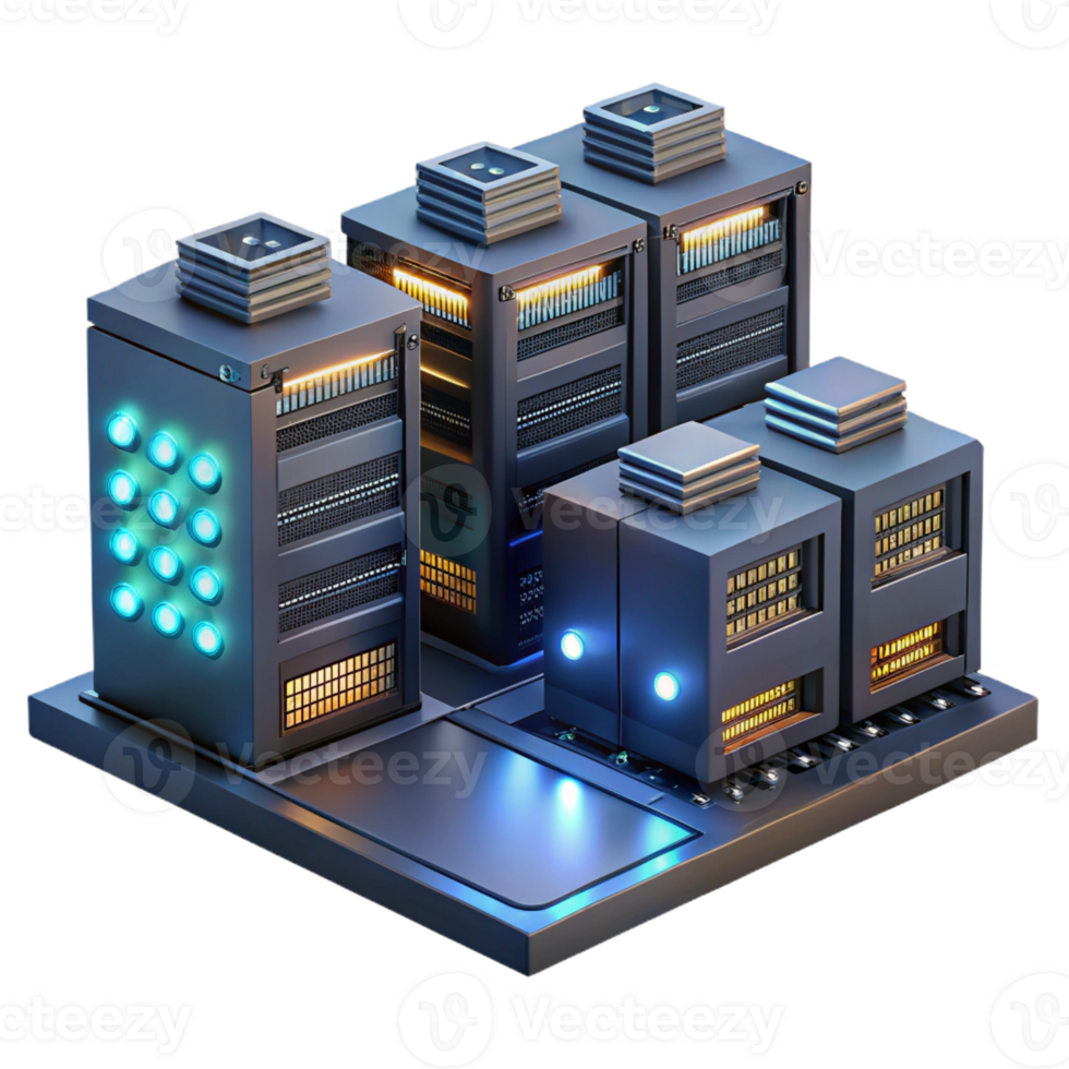 dramatic classic A Server Farm with Rows of Blinking Light detailed png