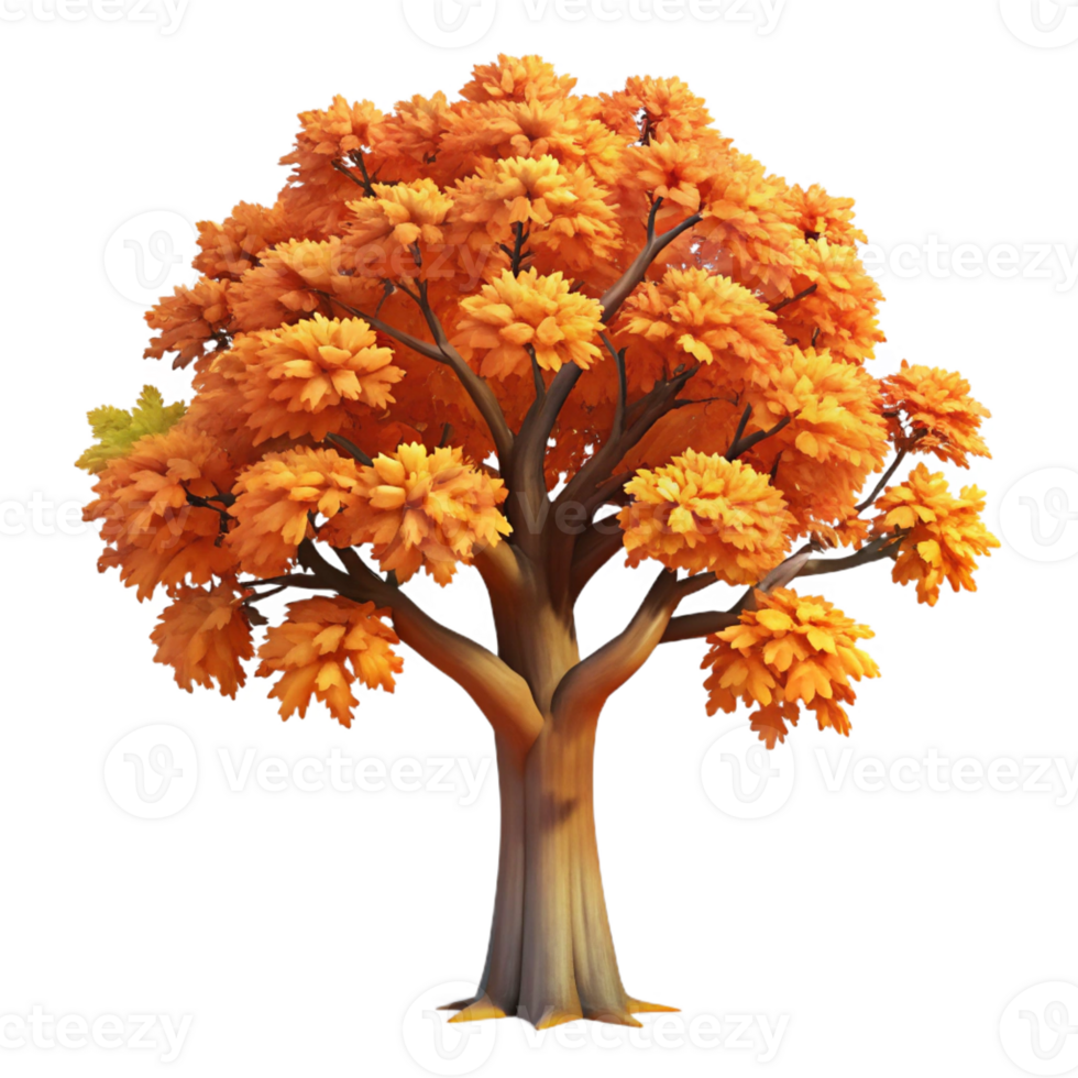 vibrant classic Majestic Oak Tree in Autumn detailed png
