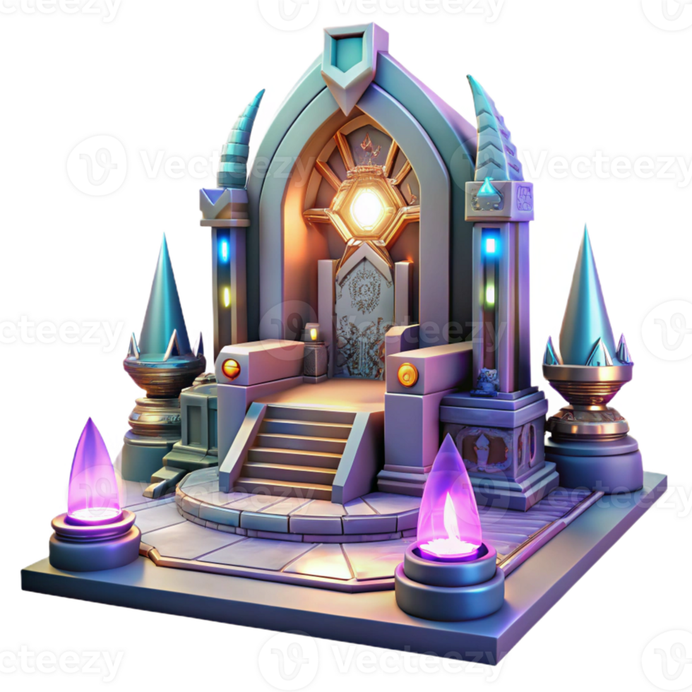 vibrant creative A Futuristic Throne Room with Holograp high resolution png
