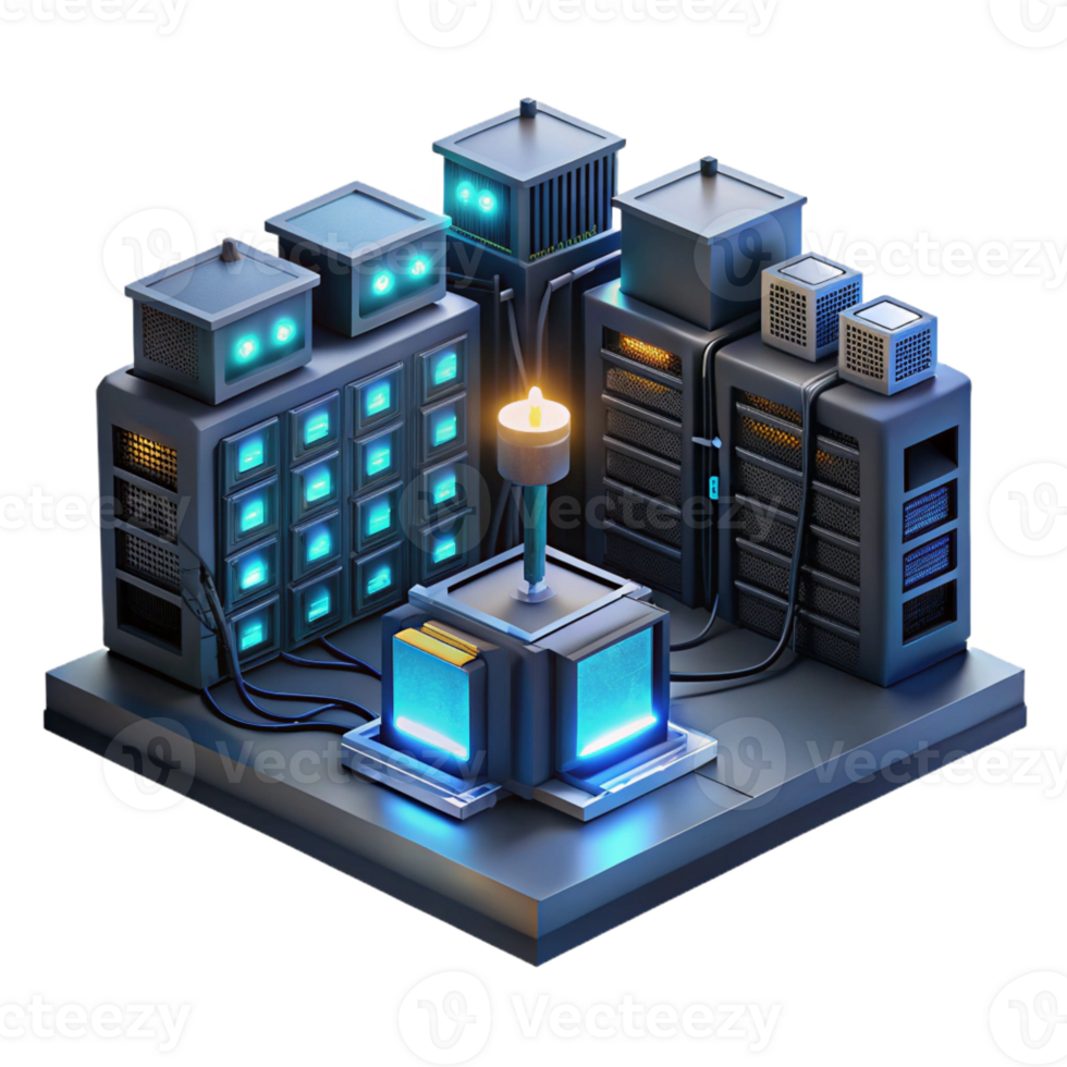 impressive minimalist A Server Room with Glowing Lights and Co original png