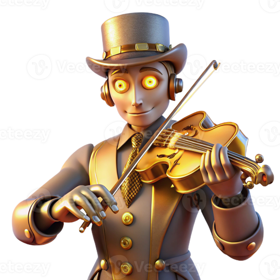 impressive creative A Steampunk Automaton Playing a Violin authentic png