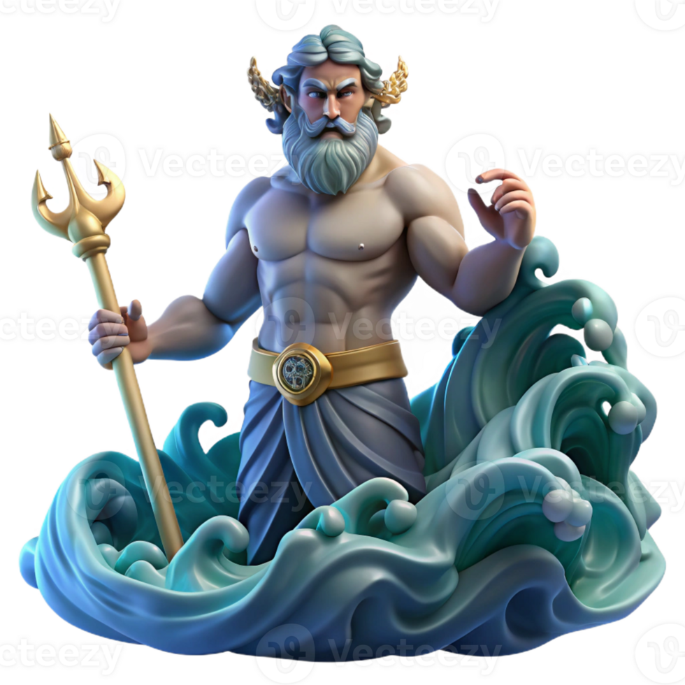 vibrant traditional Poseidon Commanding a Tempestuous Sea D authentic png