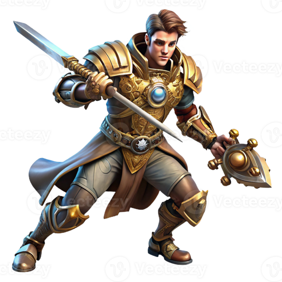 stunning modern A Steampunk Warrior Clad in Armor and Wi detailed png